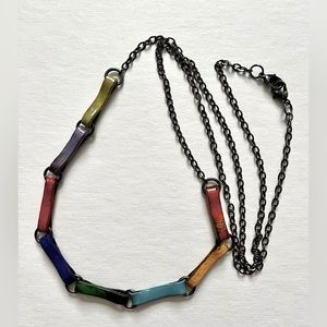 Enamel Necklace Long Color Link Chain